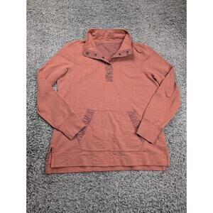 LL Bean Sweater Men Large Salmon Quarter Button Mock Neck Preppy Dad Classic